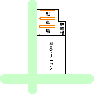 潮見クリニックの駐車場の地図